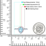Teardrop Pear Halo Engagement Ring Simulated Cubic Zirconia 925 Sterling Silver