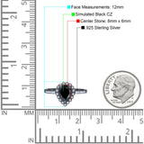 Teardrop Pear Halo Engagement Ring Simulated Cubic Zirconia 925 Sterling Silver