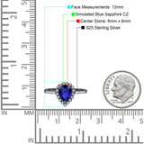 Teardrop Pear Halo Engagement Ring Simulated Cubic Zirconia 925 Sterling Silver