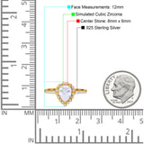 Teardrop Pear Halo Engagement Ring Simulated Cubic Zirconia 925 Sterling Silver