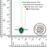 Teardrop Pear Halo Engagement Ring Simulated Cubic Zirconia 925 Sterling Silver