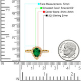 Teardrop Pear Halo Engagement Ring Simulated Cubic Zirconia 925 Sterling Silver