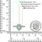 Teardrop Pear Halo Engagement Ring Simulated Cubic Zirconia 925 Sterling Silver
