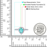 Teardrop Pear Halo Engagement Ring Simulated Cubic Zirconia 925 Sterling Silver