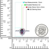 Teardrop Pear Halo Engagement Ring Simulated Cubic Zirconia 925 Sterling Silver