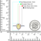 Teardrop Pear Halo Engagement Ring Simulated Cubic Zirconia 925 Sterling Silver