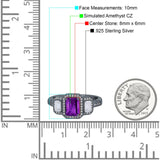 Emerald Cut Halo Engagement Ring Simulated Cubic Zirconia 925 Sterling Silver