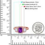Emerald Cut Halo Engagement Ring Simulated Cubic Zirconia 925 Sterling Silver