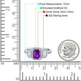 Emerald Cut Halo Engagement Ring Simulated Cubic Zirconia 925 Sterling Silver