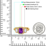 Emerald Cut Halo Engagement Ring Simulated Cubic Zirconia 925 Sterling Silver