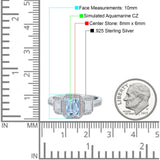 Emerald Cut Halo Engagement Ring Simulated Cubic Zirconia 925 Sterling Silver