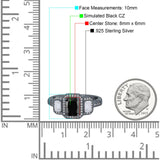Emerald Cut Halo Engagement Ring Simulated Cubic Zirconia 925 Sterling Silver