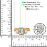 Emerald Cut Halo Engagement Ring Simulated Cubic Zirconia 925 Sterling Silver