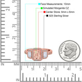 Emerald Cut Halo Engagement Ring Simulated Cubic Zirconia 925 Sterling Silver