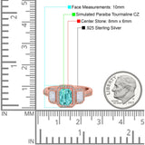 Emerald Cut Halo Engagement Ring Simulated Cubic Zirconia 925 Sterling Silver