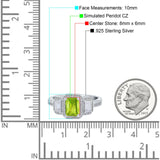 Emerald Cut Halo Engagement Ring Simulated Cubic Zirconia 925 Sterling Silver