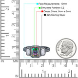 Emerald Cut Halo Engagement Ring Simulated Cubic Zirconia 925 Sterling Silver