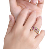 Half Eternity Fashion Band Ring Round Simulated CZ 925 Sterling Silver