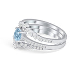 Three Piece Bridal Vintage Round Simulated Cubic Zirconia 925 Sterling Silver