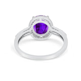 Oval Wedding Engagement Ring Round Cubic Zirconia Accent 925 Sterling Silver