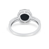 Oval Wedding Engagement Ring Round Cubic Zirconia Accent 925 Sterling Silver
