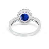Oval Wedding Engagement Ring Round Cubic Zirconia Accent 925 Sterling Silver