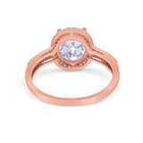 Oval Wedding Engagement Ring Round Cubic Zirconia Accent 925 Sterling Silver