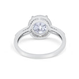 Oval Wedding Engagement Ring Round Cubic Zirconia Accent 925 Sterling Silver