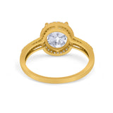 Oval Wedding Engagement Ring Round Cubic Zirconia Accent 925 Sterling Silver