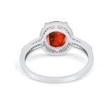 Oval Wedding Engagement Ring Round Cubic Zirconia Accent 925 Sterling Silver