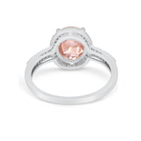 Oval Wedding Engagement Ring Round Cubic Zirconia Accent 925 Sterling Silver