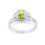 Halo Filigree Oval Wedding Ring Round Simulated Cubic Zirconia 925 Sterling Silver