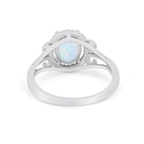 Halo Filigree Oval Wedding Ring Round Simulated Cubic Zirconia 925 Sterling Silver