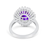 Oval Vintage Art Deco Wedding Ring Round Cubic Zirconia 925 Sterling Silver
