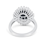 Oval Vintage Art Deco Wedding Ring Round Cubic Zirconia 925 Sterling Silver
