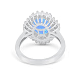Oval Vintage Art Deco Wedding Ring Round Cubic Zirconia 925 Sterling Silver