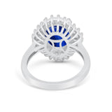 Oval Vintage Art Deco Wedding Ring Round Cubic Zirconia 925 Sterling Silver