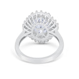 Oval Vintage Art Deco Wedding Ring Round Cubic Zirconia 925 Sterling Silver