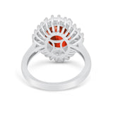 Oval Vintage Art Deco Wedding Ring Round Cubic Zirconia 925 Sterling Silver