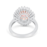 Oval Vintage Art Deco Wedding Ring Round Cubic Zirconia 925 Sterling Silver