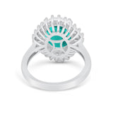 Oval Vintage Art Deco Wedding Ring Round Cubic Zirconia 925 Sterling Silver