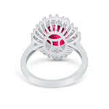Oval Vintage Art Deco Wedding Ring Round Cubic Zirconia 925 Sterling Silver