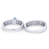 Two Piece Bridal Set Ring Round Simulated Cubic Zirconia 925 Sterling Silver