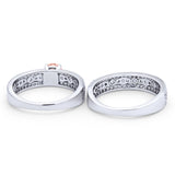 Two Piece Bridal Set Ring Round Simulated Cubic Zirconia 925 Sterling Silver