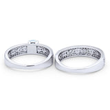 Two Piece Bridal Set Ring Round Simulated Cubic Zirconia 925 Sterling Silver