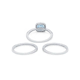 3Piece Wedding Ring Band Round Simulated Cubic Zirconia 925 Sterling Silver
