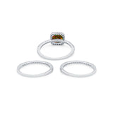3Piece Wedding Ring Band Round Simulated Cubic Zirconia 925 Sterling Silver