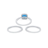 3Piece Wedding Ring Band Round Simulated Cubic Zirconia 925 Sterling Silver
