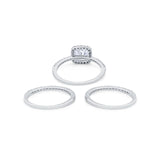 3Piece Wedding Ring Band Round Simulated Cubic Zirconia 925 Sterling Silver
