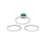 3Piece Wedding Ring Band Round Simulated Cubic Zirconia 925 Sterling Silver